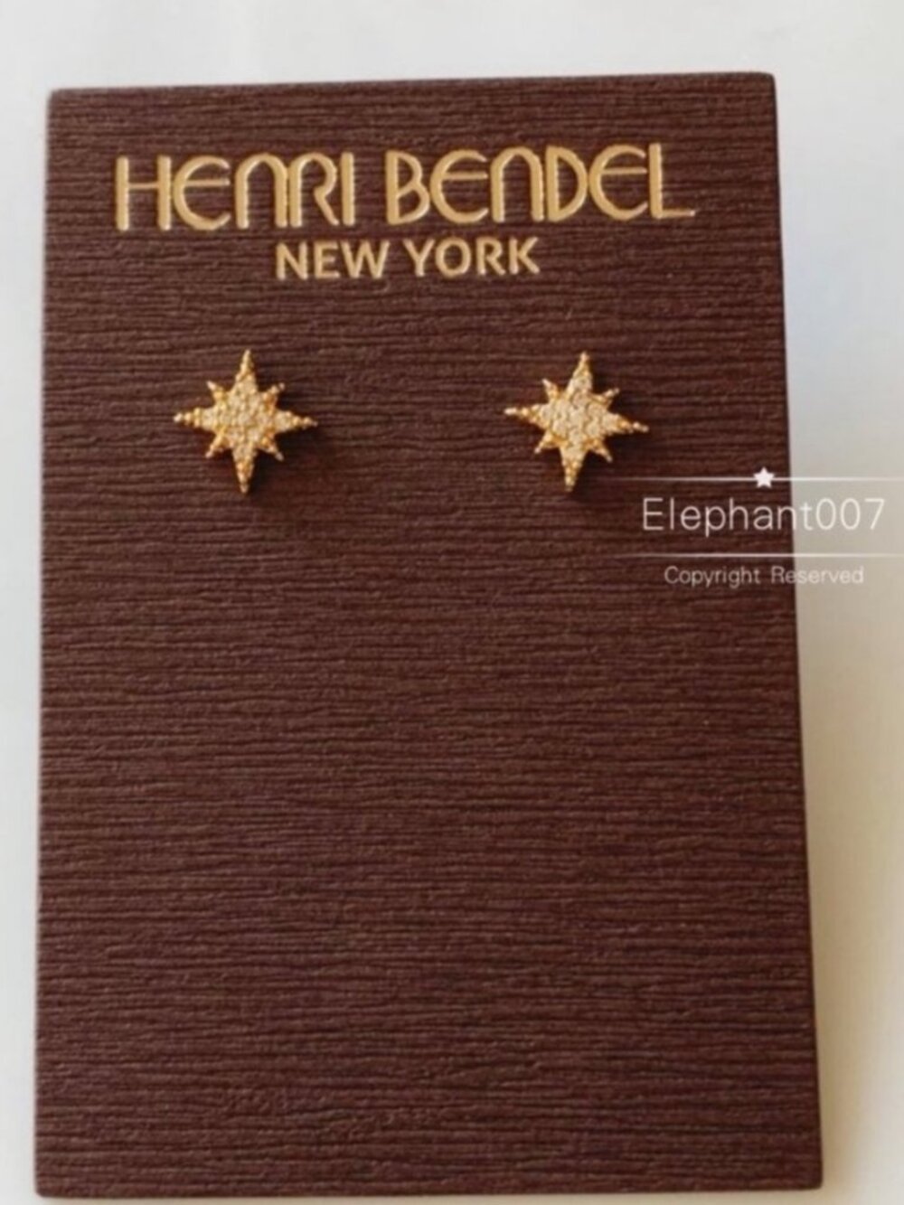 Henri Bendel Starburst Crystal Stud Earrings Gold Tone Celestial Minimalist